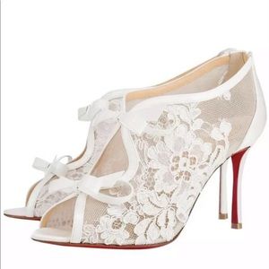 Christian Louboutin White Empira 85mm Lace Heels